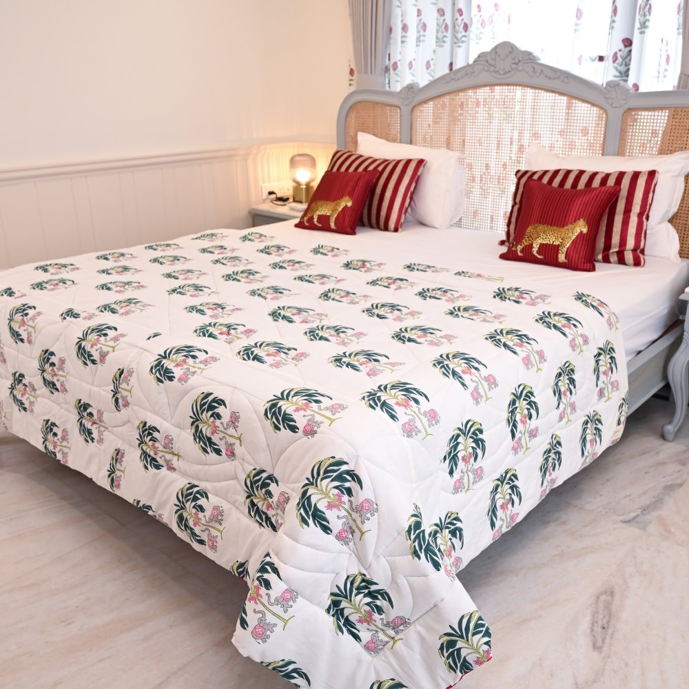 Gajraj Motif Handblock Print Quilt