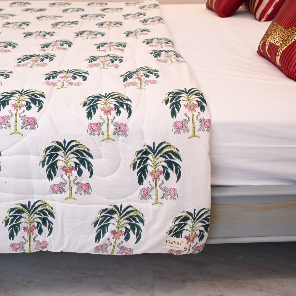 Gajraj Motif Handblock Print Quilt