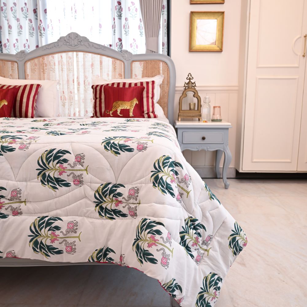 Gajraj Motif Handblock Print Quilt