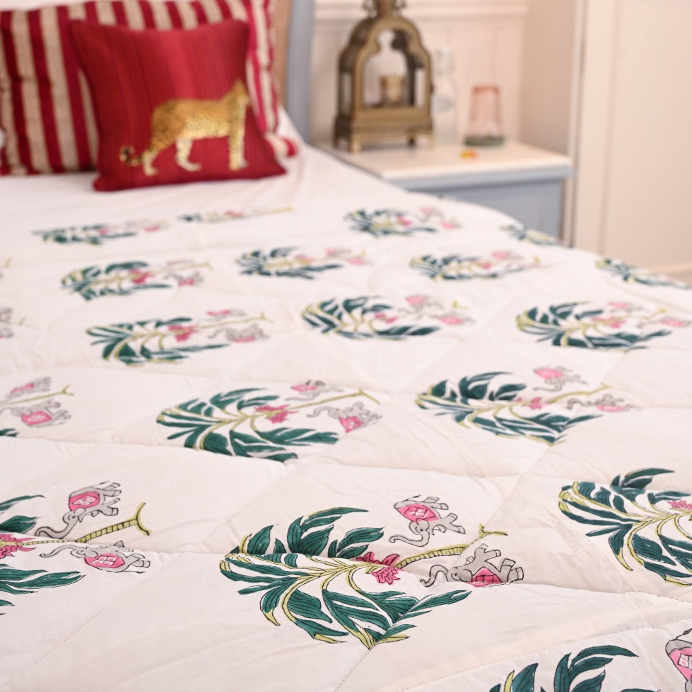 Gajraj Motif Handblock Print Quilt