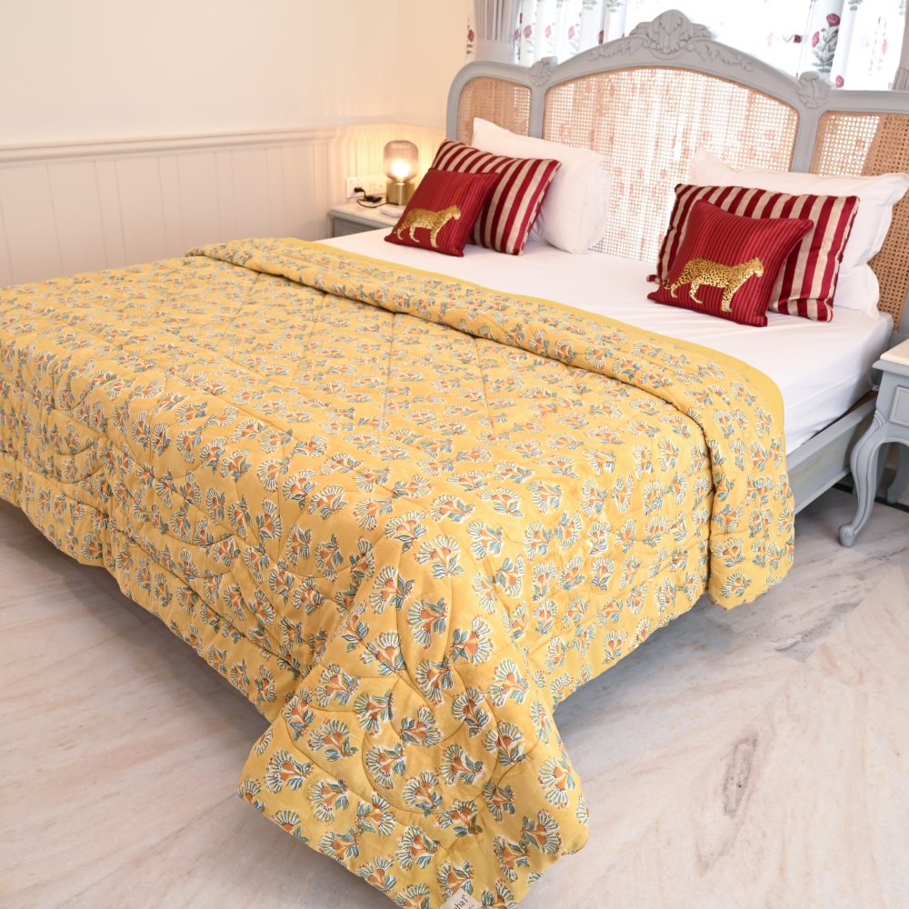 Marigold Handblock Printed Quilt