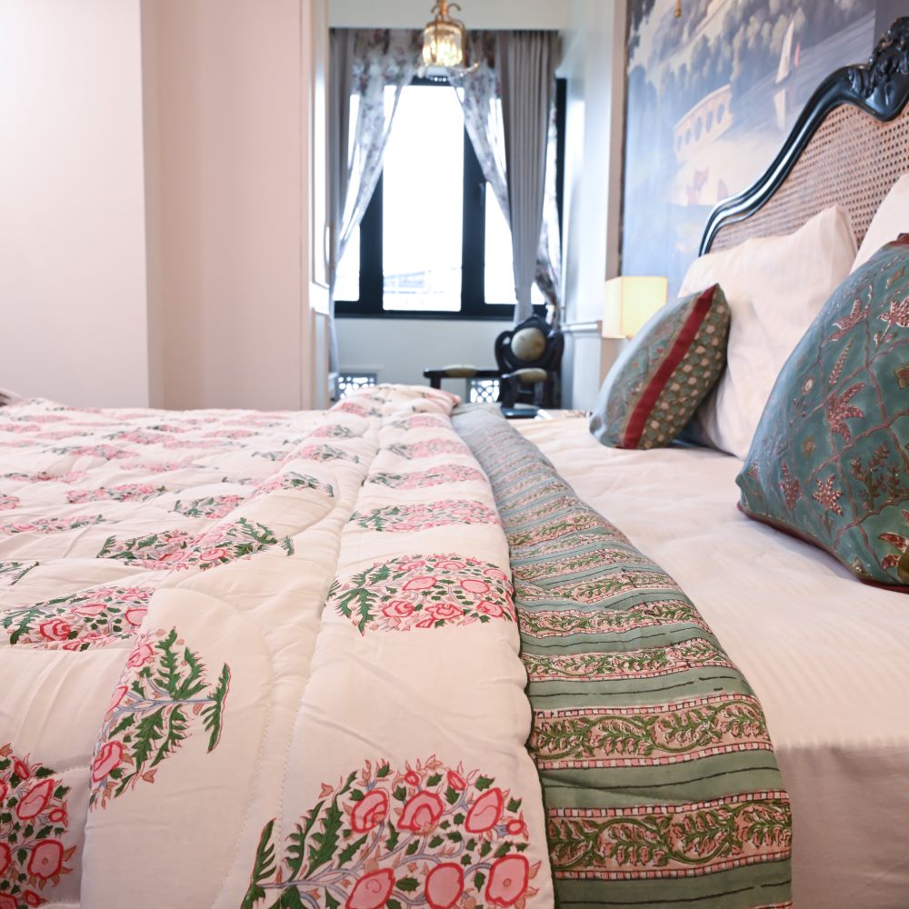 Floral Boota Handblock Printed Quilt