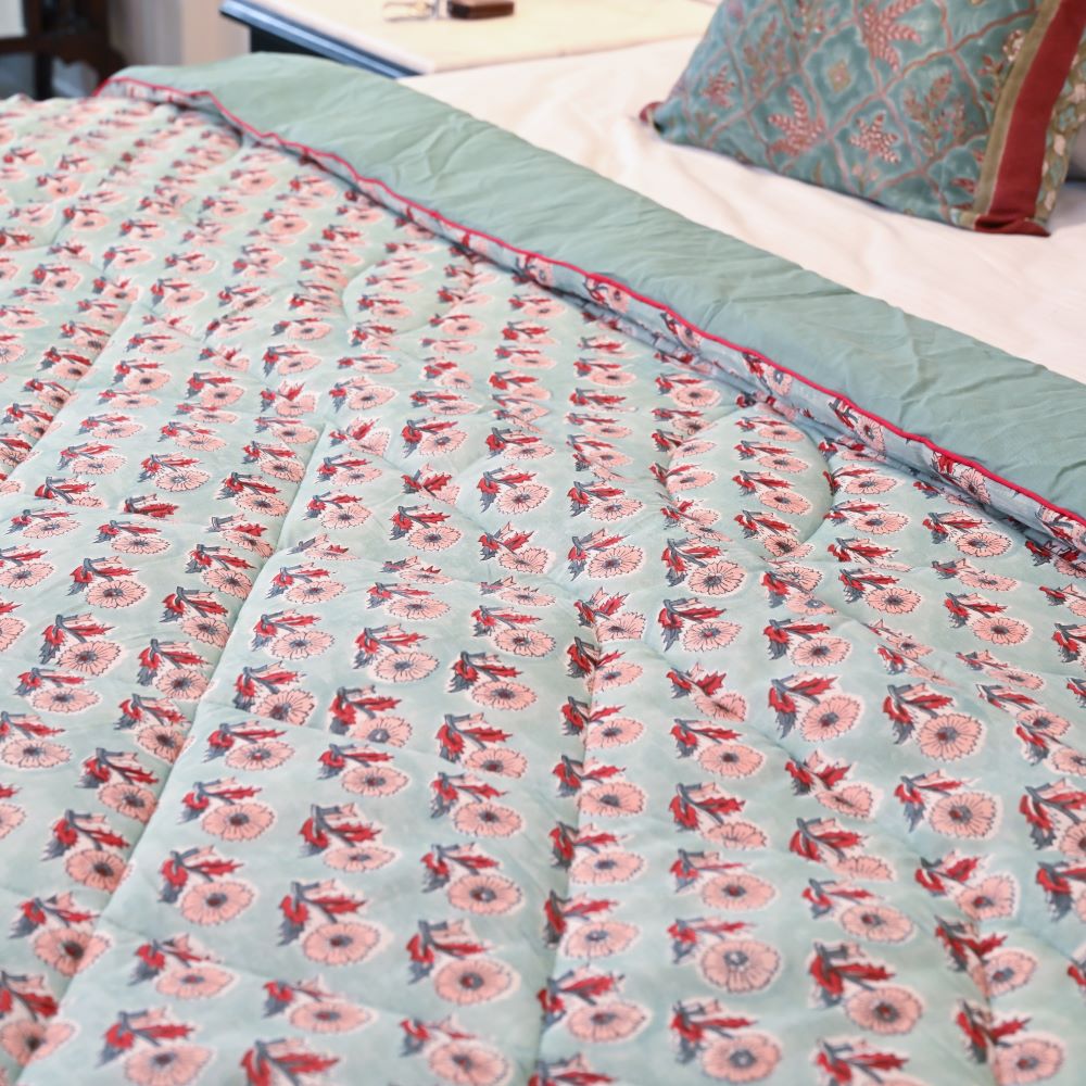 Phulwari Handblock Printed Quilt