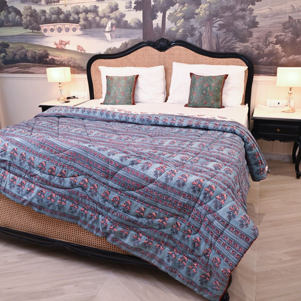 Blue Handblock Printed Quilt