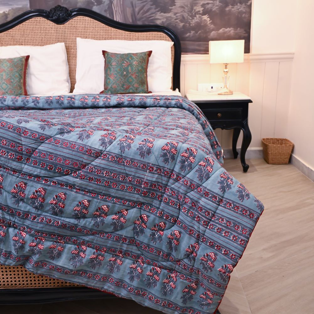 Blue Handblock Printed Quilt
