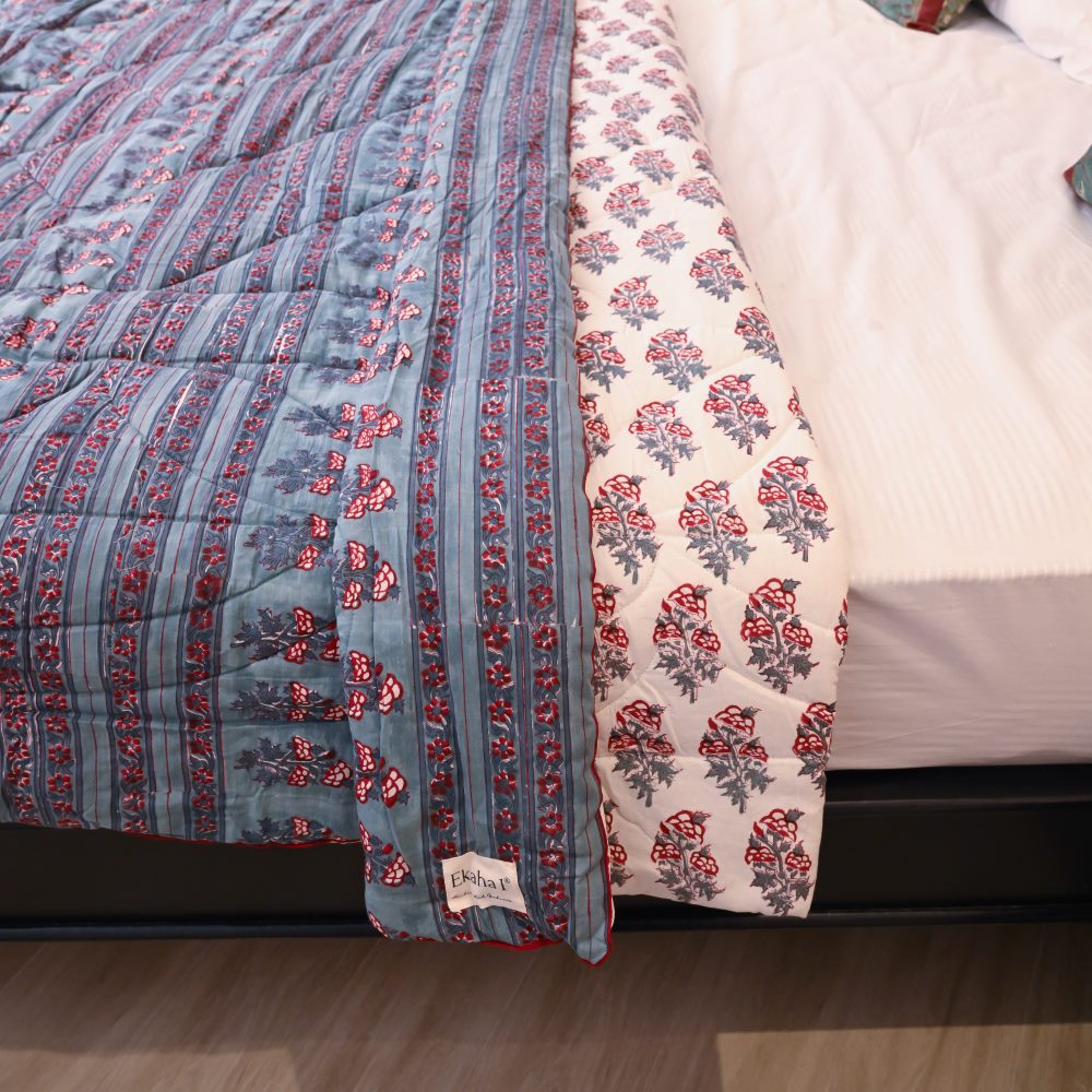 Blue Handblock Printed Quilt