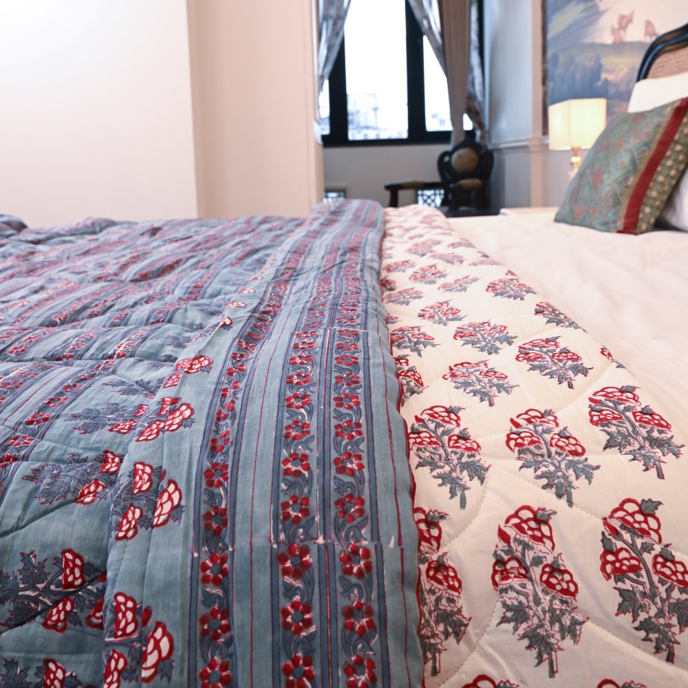 Blue Handblock Printed Quilt