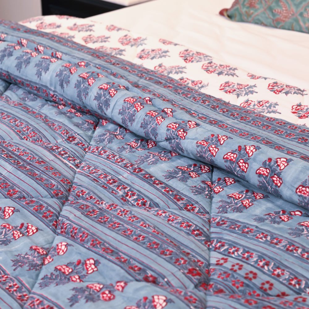 Blue Handblock Printed Quilt