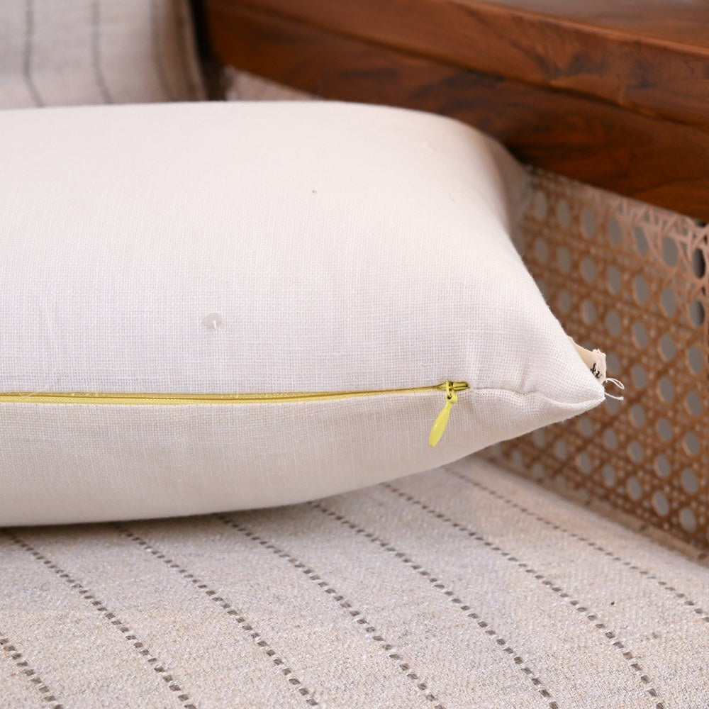 White Hand Embroidered Floral Cushion Cover