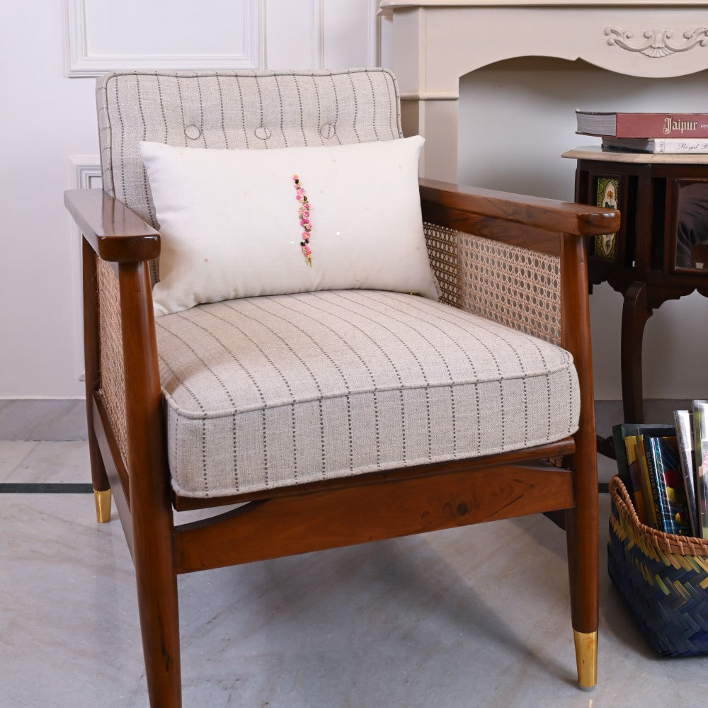 Floral Detailing Hand Embroidered Cushion Cover