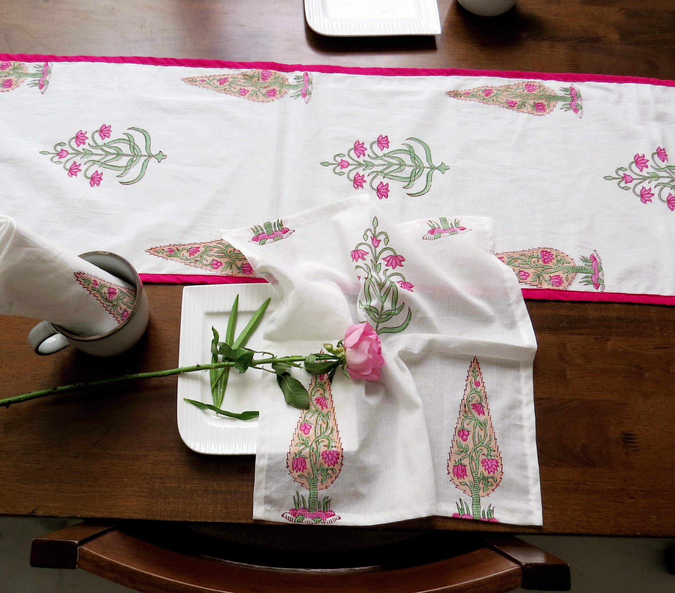 Palm Tree Handblock Printed Table Linen