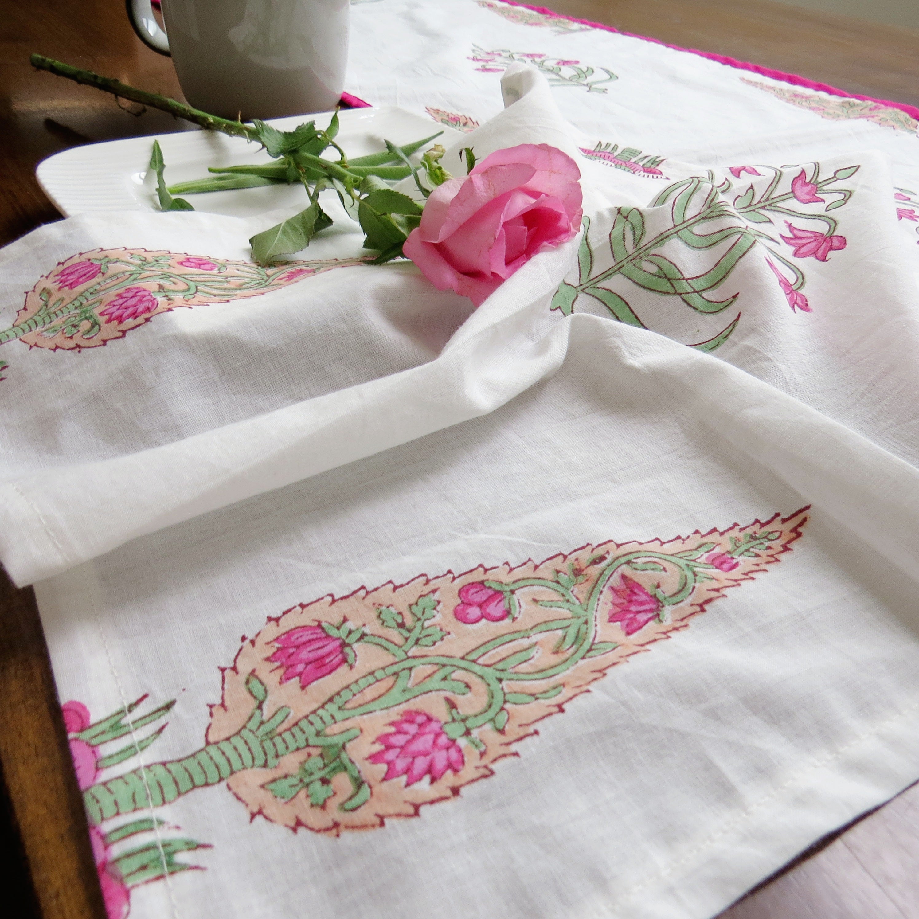 Palm Tree Handblock Printed Table Linen