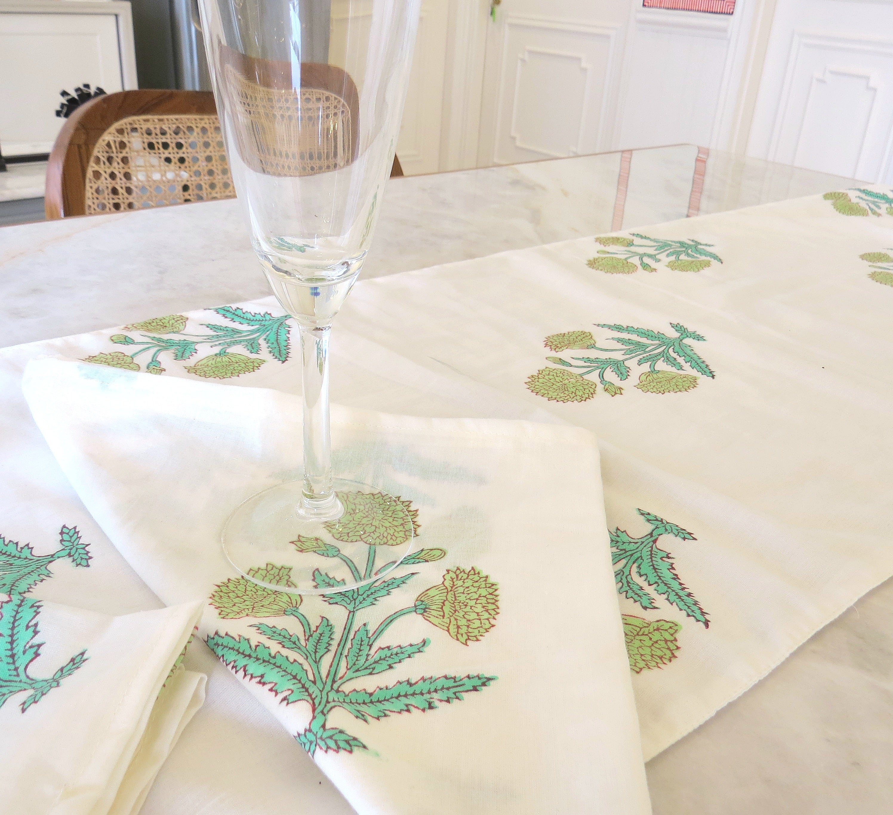 Marigold Handblock Printed Table Linen
