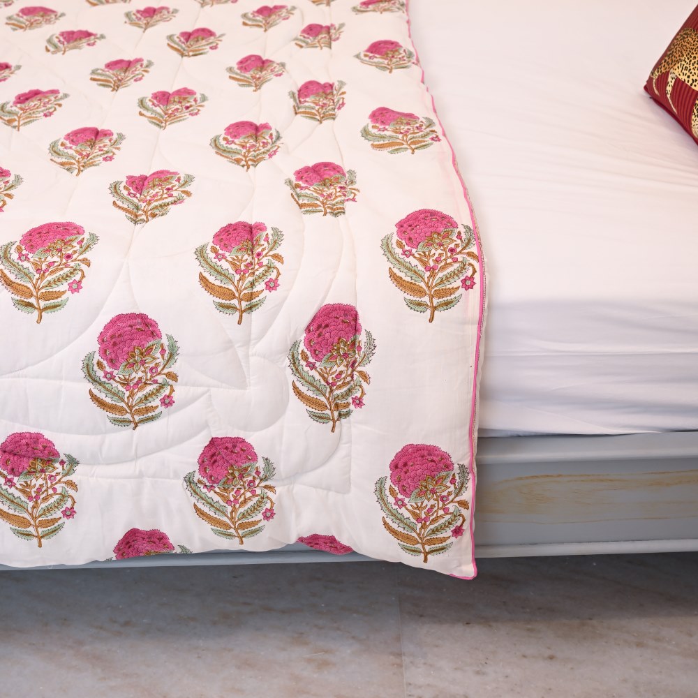 Phool Handblock Printed Quilt