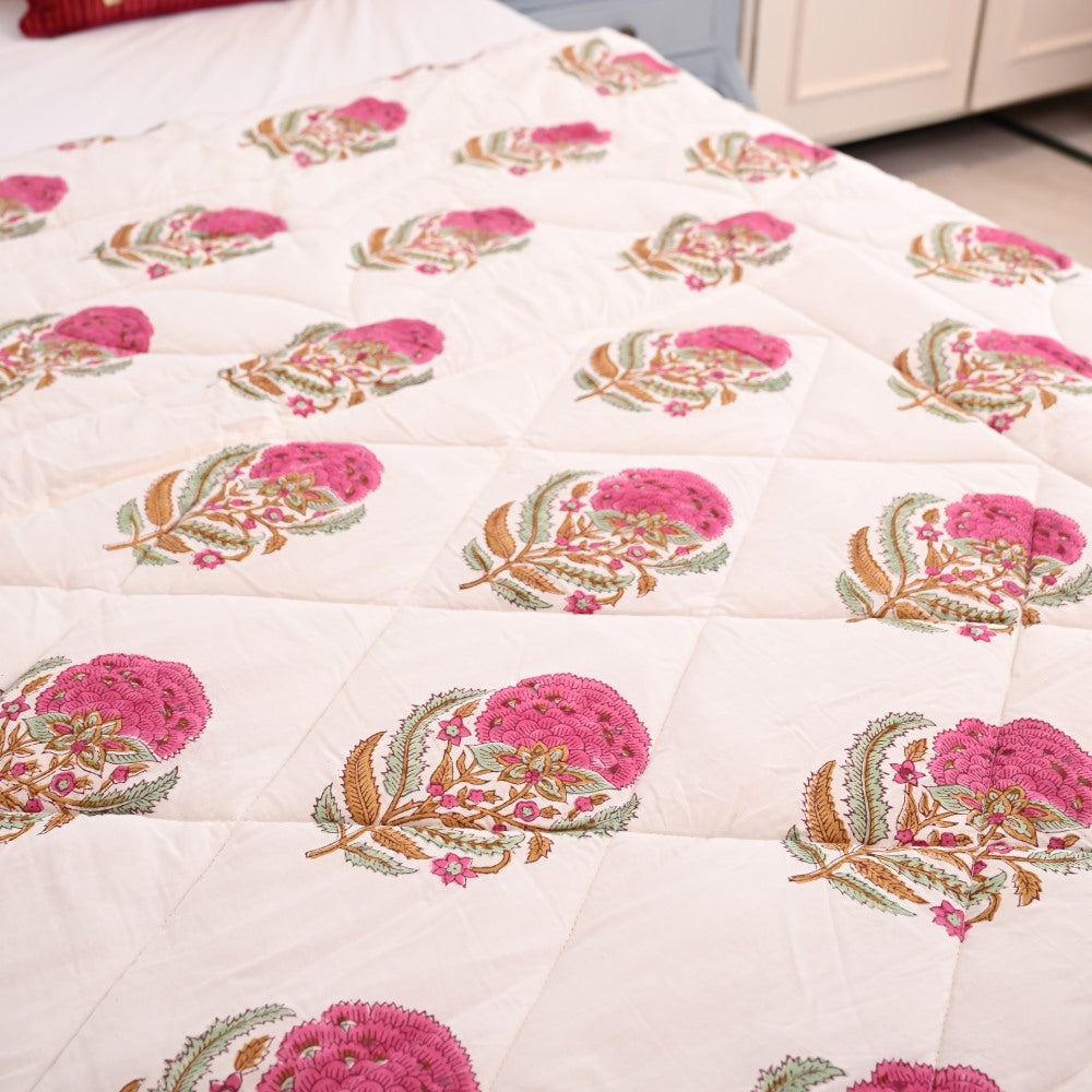 Phool Handblock Printed Quilt
